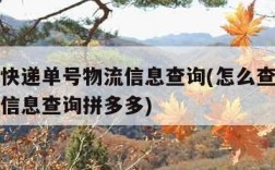 怎么查快递单号物流信息查询(怎么查快递单号物流信息查询拼多多)