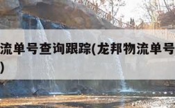 龙邦物流单号查询跟踪(龙邦物流单号查询跟踪系统)