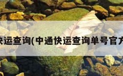 中通快运查询(中通快运查询单号官方网站)